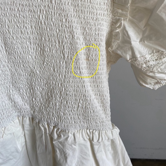 $249 NWT White For Love And Lemons “Sandy” Puff Sleeve Mini Dress Sz X-Large - Picture 13 of 13